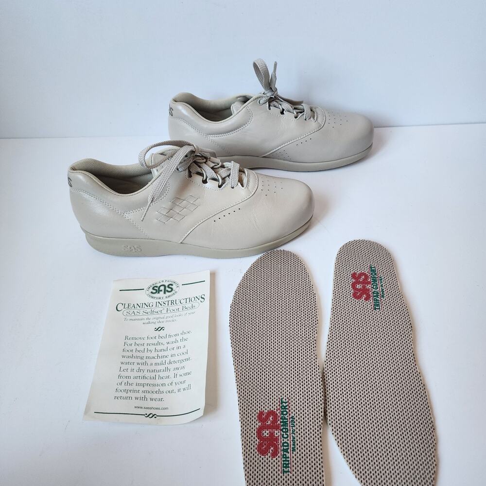 SAS Free Time Bone Shoes Womens Size 7M Beige Athletic Walking Tennis Sneakers